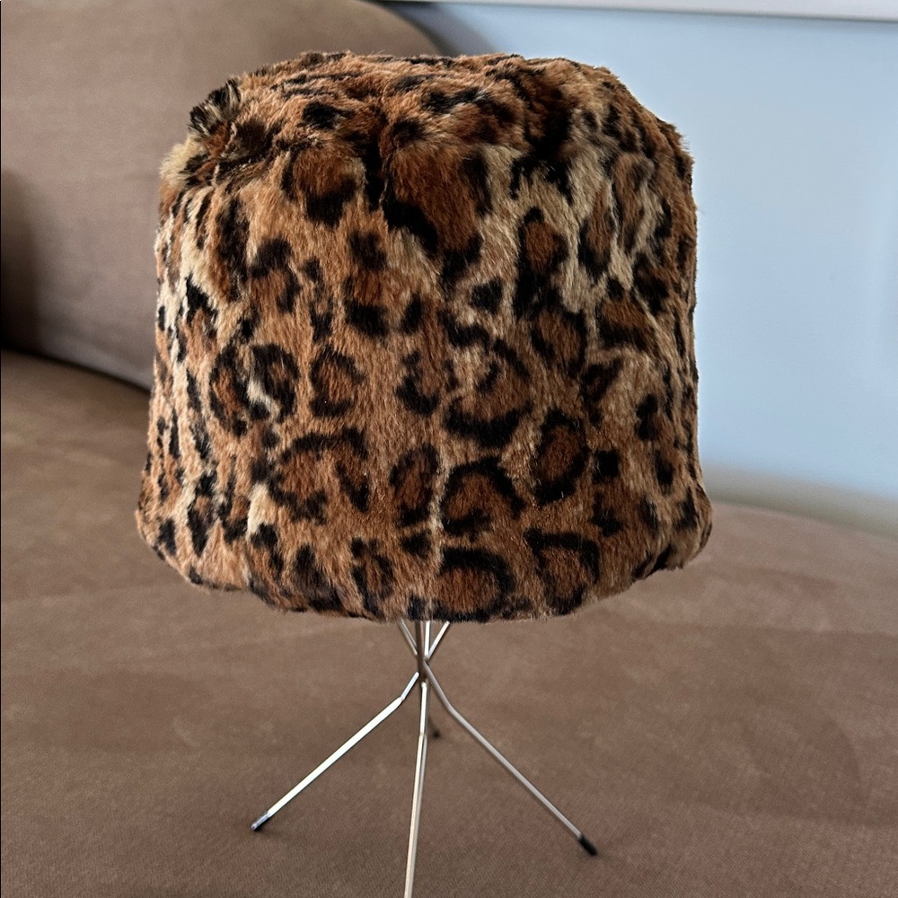 Adrienne Landau Leopard Print Rabbit Fur Hat